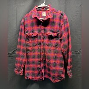 Levi's Red/Purple/Gold Plaid Men's Shirt Sz XL (9aw)